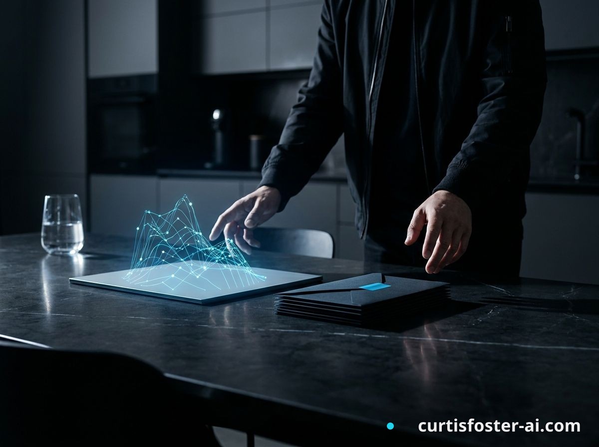 A founder comparing product analytics and customer messages at a kitchen table late at night
